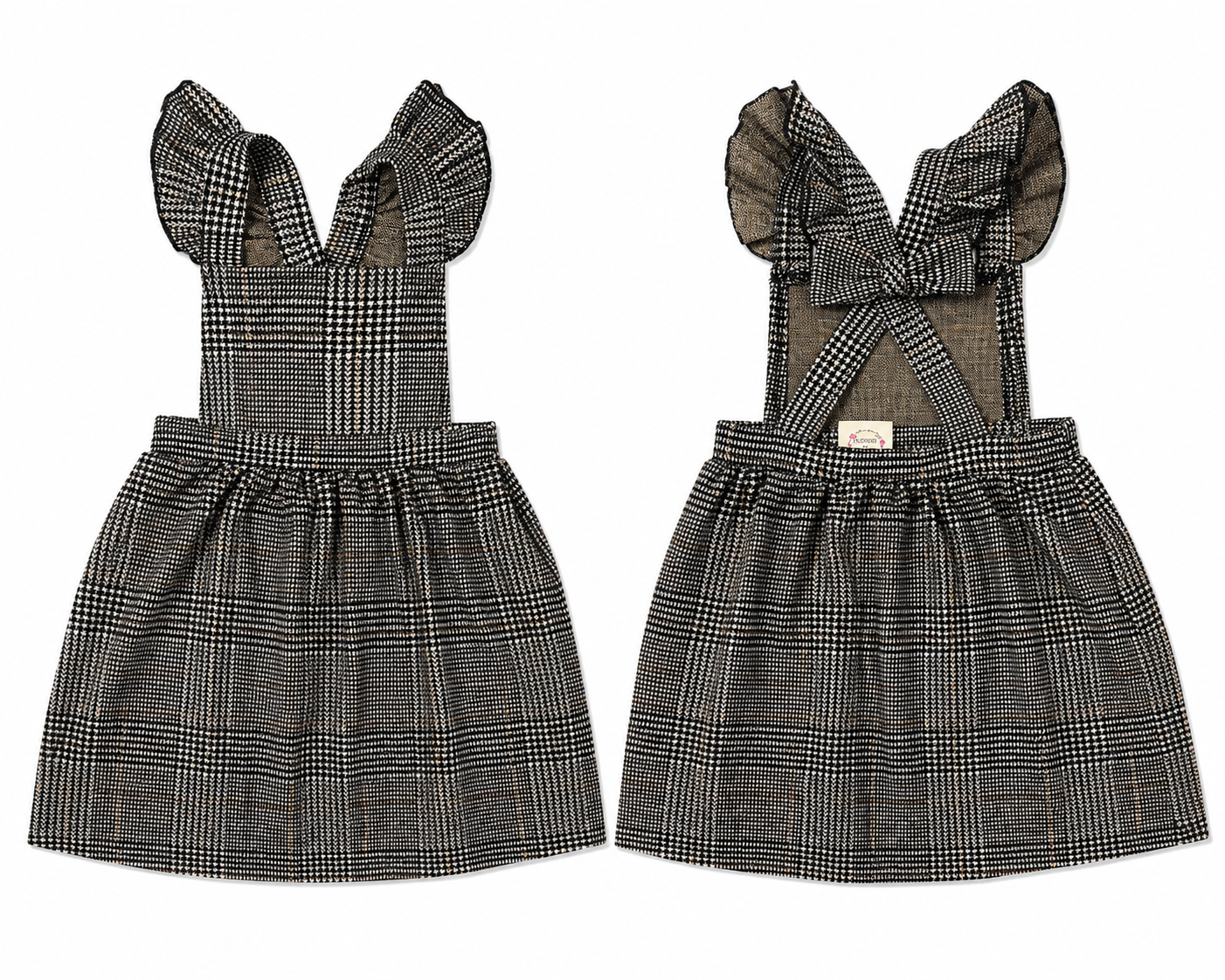 Plaid pinafore Dress with ruffles