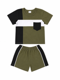 Olive Stripe Short Set