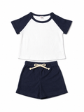 Navy and White Short Set